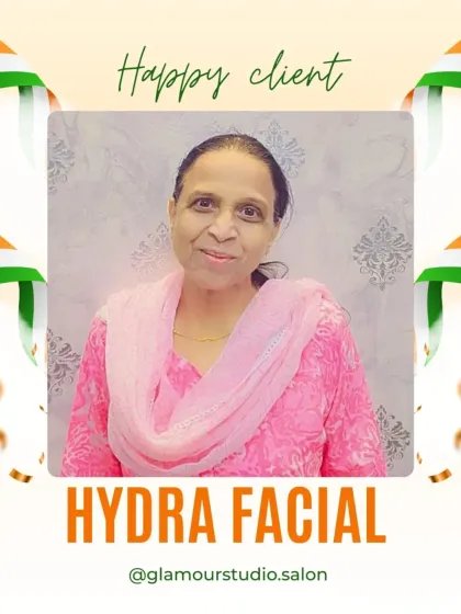 This client is happy with her Hydra Facial, and her glowing skin is the proof.