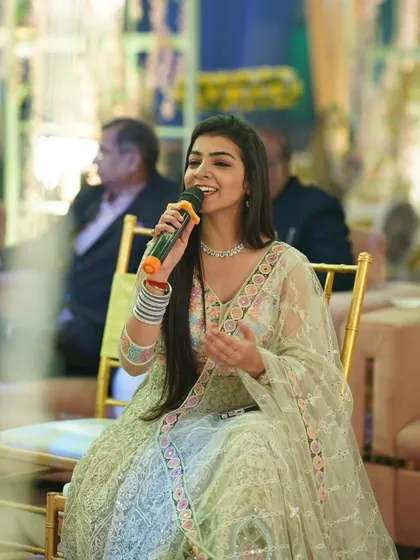 Seated and ready to begin the Musical Pheras. I always take a moment to connect with the divine energy before I start, ensuring the performance is filled with pure bliss and devotion.