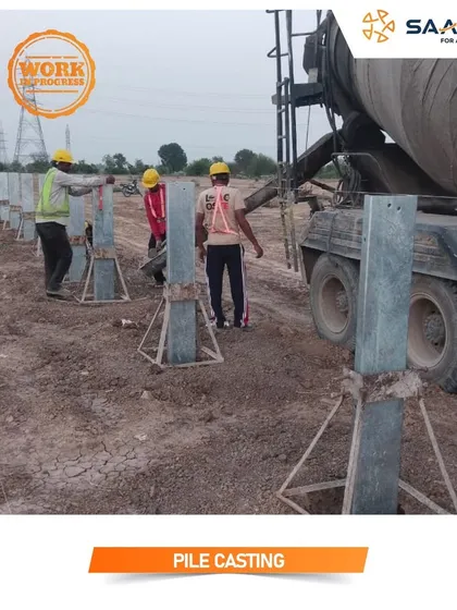 The foundation of any large-scale project is critical. Here, our team is working on the pile casting for a 7.5 MW solar project, ensuring a robust and durable base for the installation.