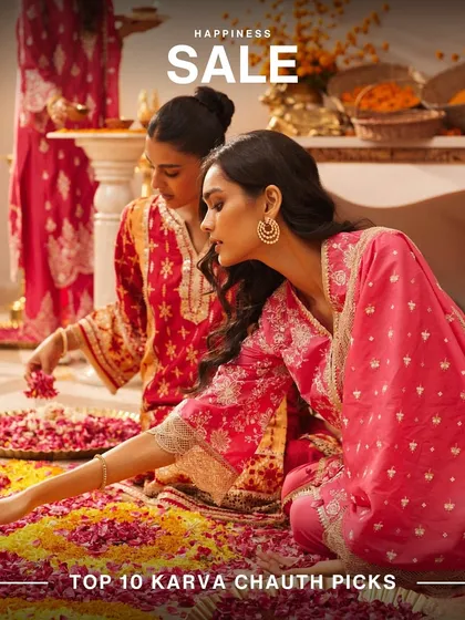 The Karwa Chauth countdown is on, and my top 10 picks are on sale. This image captures the festive spirit of preparing for the occasion in my beautiful outfits.