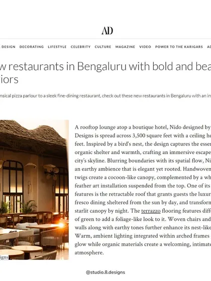 We were incredibly honored to have our Nido rooftop bar project featured in Architectural Digest. This recognition from a prestigious publication fuels our passion for creating inspiring and bold commercial interiors.