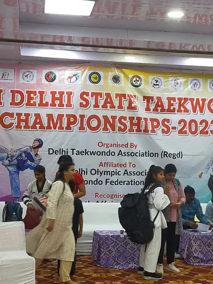 The bustling atmosphere at the 39th Delhi State Taekwondo Championships 2023.