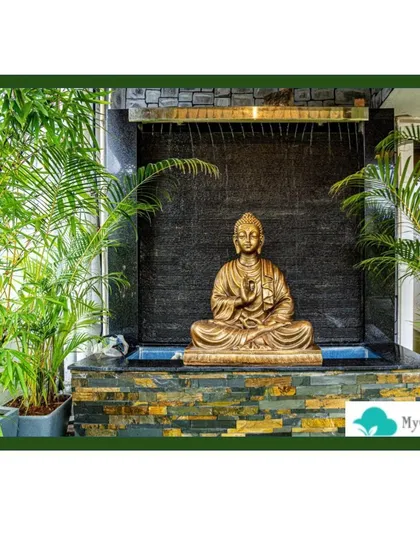 A central element of my Zen-inspired designs is the calming presence of water. This custom waterfall feature, with a serene Buddha statue, serves as a focal point for meditation and tranquility, turning a simple corner into a peaceful sanctuary.