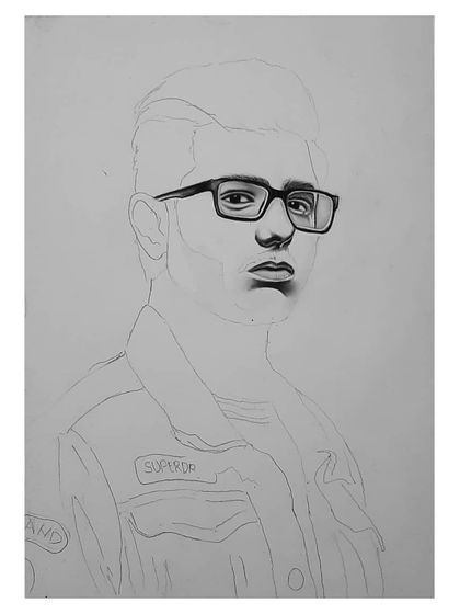 The 72-hour process of drawing CarryMinati. You can see how I start with the glasses and face, then build out the details of his signature denim jacket.
