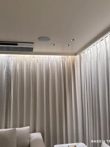 In-ceiling speakers provide overhead sound for Dolby Atmos and ambient music. Once installed, they are discreet and provide an immersive audio experience from above.