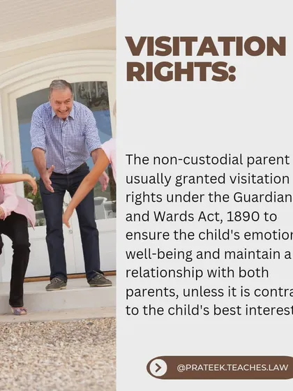 Maintaining a relationship with both parents is crucial for a child's well-being. I explain how visitation rights are granted to the non-custodial parent under the Guardians and Wards Act.
