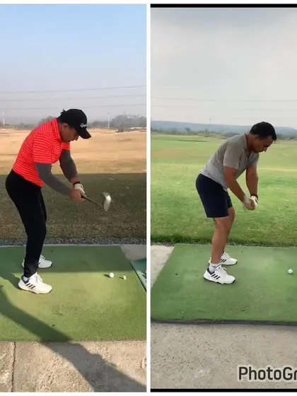 Here you can see the difference in the follow-through. The 'after' swing has much better extension and rotation, indicating a more efficient transfer of energy.