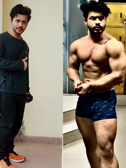 This transformation shows the journey from a slim build to a powerful, muscular physique. It's a testament to what's possible when you commit to a structured muscle-building program.