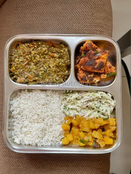 You've seen my plates, and now you can have them delivered right to your door. This is one of the many balanced, high-protein, and high-fiber meals from my subscription menu, available for both vegetarians and non-vegetarians in Bangalore.