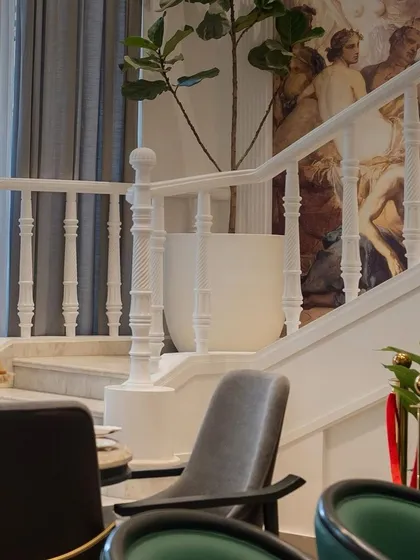 Another angle from the Begeterre project, showing how our chairs are designed to look great from every viewpoint, contributing to the restaurant's flawless aesthetic.