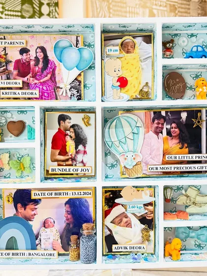 A little miracle, a lifetime of love. This frame celebrates a baby boy's arrival, from pregnancy photos to his first moments, complete with birth stats and cute motifs.