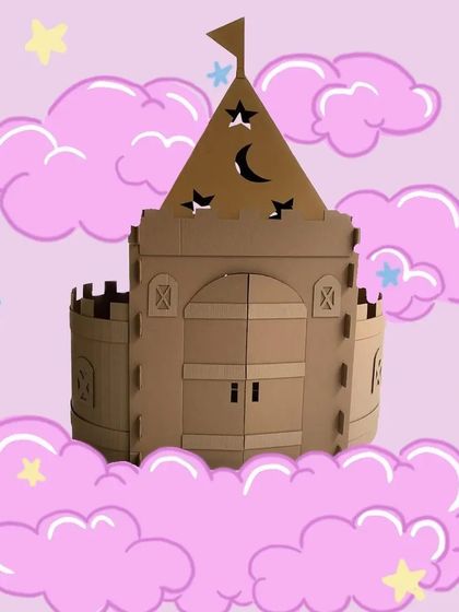This unpainted cardboard castle is a blank canvas for a magical party activity. Kids can work together to paint and decorate their very own fortress, complete with a turret and working doors, for hours of royal fun.