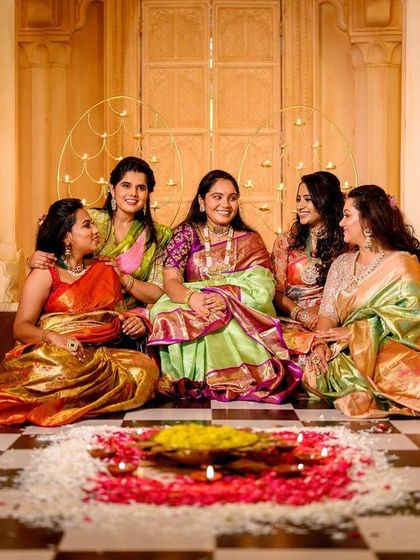 Another photo from our festive Diwali shoot. The warm lighting and traditional decor highlight the elegant makeup, which was designed to look beautiful in a classic, celebratory setting.