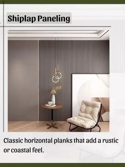 Shiplap paneling, with its classic horizontal planks, can add a rustic or coastal feel to a space. It's a simple yet effective way to add texture and interest to a wall.