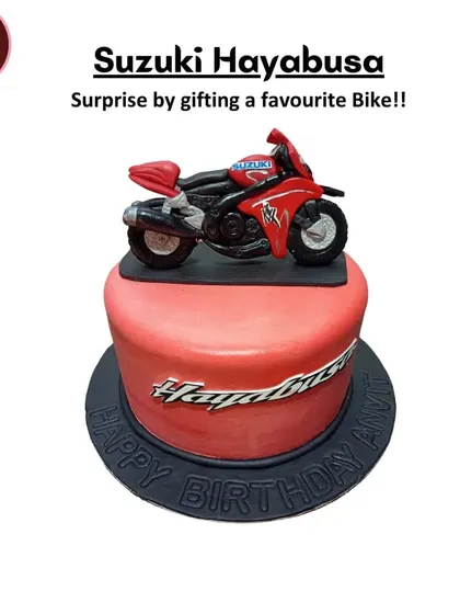For the bike enthusiast, I sculpted this realistic Suzuki Hayabusa cake. It's a great example of how I can turn any passion, like a favorite superbike, into a delicious, custom-made birthday cake.