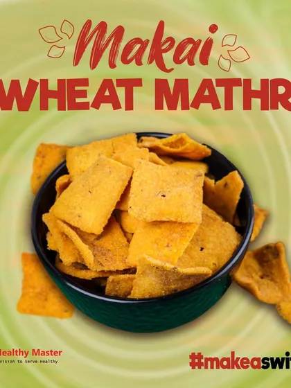 Crispy, crunchy, and healthy. We bring you the charm of traditional Indian snacks with our baked Makai Wheat Mathri, perfect for every craving.