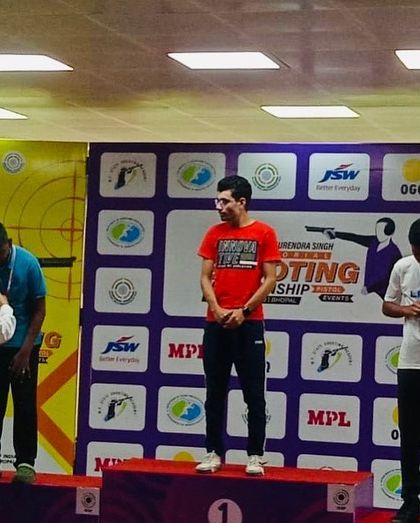A proud moment for Jonathan as he stands on the podium to receive his silver medal at the KSS Competition in Bhopal.