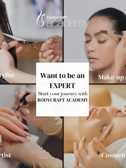 A graphic showcasing the different career paths you can pursue with Bodycraft Academy, from hair stylist to cosmetologist.