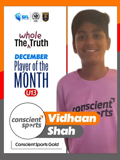 Vidhaan Shah also earned the U13 Boys Player of the Month title for December in Pune, a well earned recognition for his leadership.