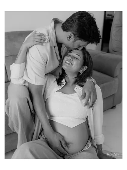 Sometimes, the most beautiful memories are made in the comfort of your own home. This tender, black and white moment from an in-home maternity session is filled with so much love and anticipation.