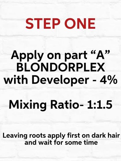 Step One of the lightening process for the Magenta Pink look. I first apply Blondorplex to the darker mid-lengths.