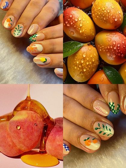 Inspired by ripe peaches and golden mangoes. This adorable set features hand-painted fruits and gingham patterns for a sweet, summery vibe that's almost good enough to eat.