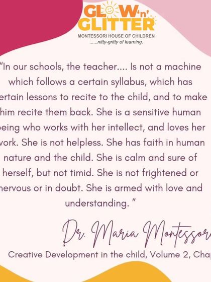A powerful quote from Dr. Maria Montessori that defines our role as teachers: we are sensitive guides armed with love, understanding, and faith in the child.