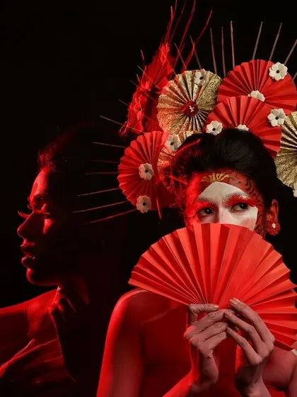 This is a perfect example of how we combine advanced makeup artistry with photography to create a powerful, artistic portrait. This entire Geisha-inspired look was conceptualized and executed in my studio.
