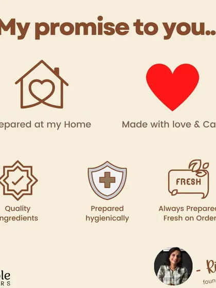 This is my promise to every single person who orders from me. Everything is prepared in my home, made with love, using only quality ingredients. I prepare everything fresh on order with complete hygiene because you deserve nothing less than the best.