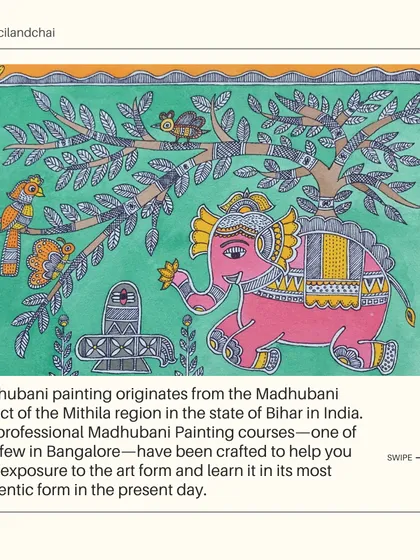 This post explains the origin of Madhubani painting from Bihar and highlights our professional courses, which are among the very few offered in Bangalore.
