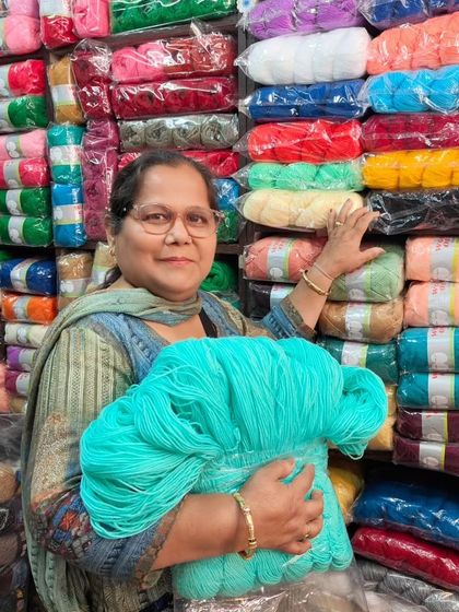 Shopping for new projects. I get so excited buying all these colorful yarns for my next creations.