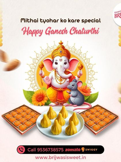 Mithai makes the festival special. Happy Ganesh Chaturthi. Celebrate with my special modaks and ladoos, made just for this auspicious day.