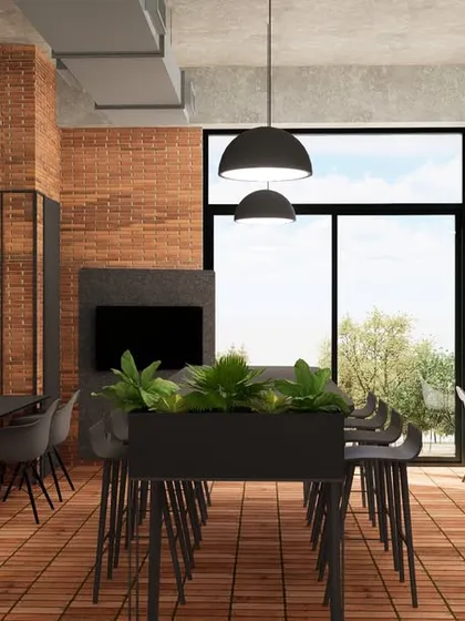 The Incubation Centre at JIM Boys Hostel in Noida is designed to be a catalyst for innovation. The industrial aesthetic, with its exposed brick and raw finishes, provides a functional and pared-back workspace where ideas have room to grow.