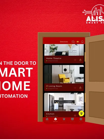 Open the door to smart home automation. Our app is the key, providing a simple and intuitive interface to manage your home theatre, living room, kitchen, and more.