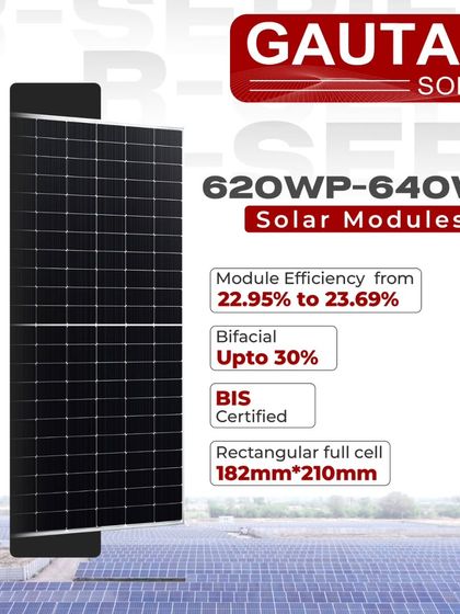 Our R-Series modules, with a power output from 620Wp to 640Wp, are engineered for high performance. They feature module efficiency from 22.95% to 23.69%, up to 30% bifacial gain, and are BIS certified.