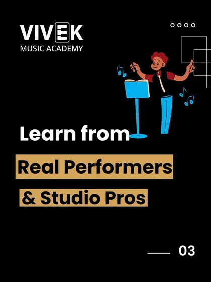 At our academy, you learn from instructors who are active musicians and studio professionals. I ensure our mentors bring real-world industry experience to every lesson, so you're not just learning theory, you're learning how music is actually made.