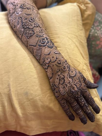 The full arm, with the personalized palm as the centerpiece.