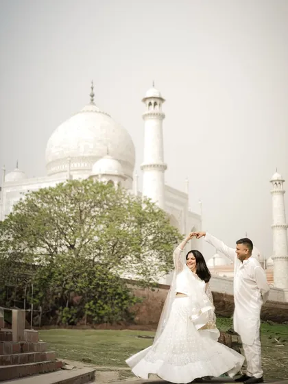 A timeless proposal for a timeless love, set against the iconic Taj Mahal in Agra. I help couples craft these grand, unforgettable moments at world wonders.