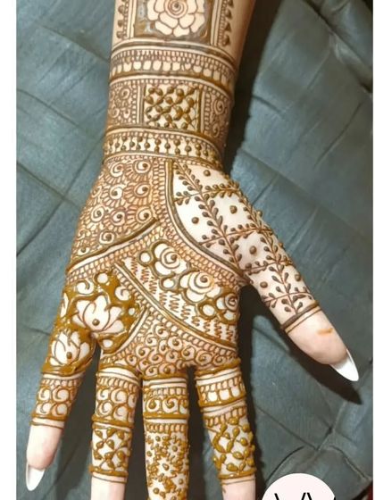 A detailed design with a variety of patterns.