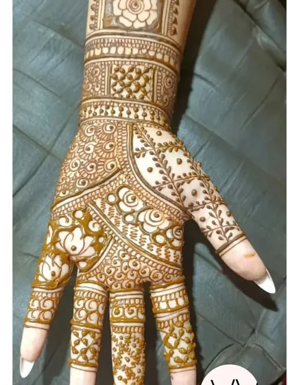 A detailed design with a variety of patterns.