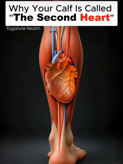 An anatomical view of why the calf is called the "Second Heart." The calf muscles act as a venous pump, and activating them through asanas like Utkatasana and Virabhadrasana is crucial for cardiovascular health.