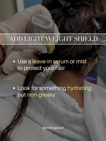 During the monsoon, it's important to add a lightweight shield to your hair. A non greasy, hydrating leave in serum or mist can protect your hair from humidity without weighing it down.