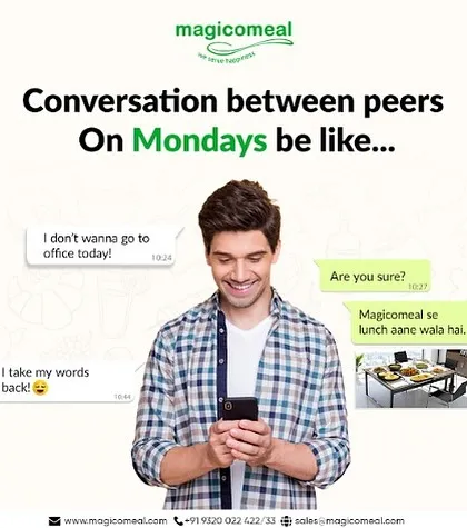 The anticipation for a Magicomeal lunch can make any day better, even a Monday. This chat conversation captures the excitement my meals bring to the office.