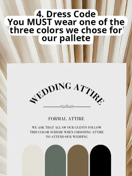 To avoid endless questions about what to wear, a simple wedding attire card is a lifesaver. I design these to gently guide your guests on the dress code, ensuring your wedding photos look cohesive and beautiful.