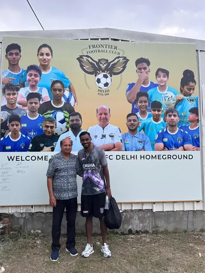 Our management with another player from Odisha FC. These visits reinforce our status as a key football hub in Delhi.