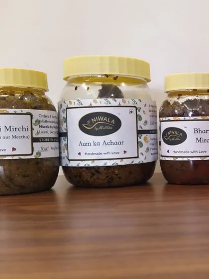 A trio of my popular pickles: the spicy Hari Mirchi, the classic Aam ka Achaar, and the flavour-packed Bharwa Mirchi. It’s always hard to choose just one!