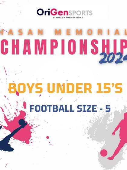 An informational graphic specifying the ball size for the Boys Under 15's category.