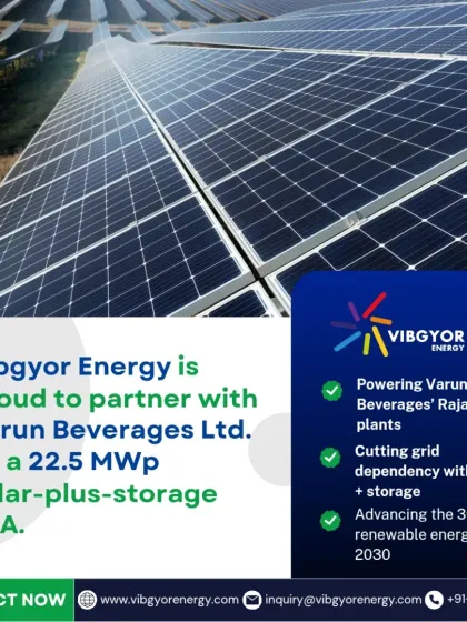 We engineer advanced solar-plus-storage solutions to ensure energy independence. This 22.5 MWp Power Purchase Agreement (PPA) with Varun Beverages Ltd. integrates battery storage to cut grid dependency and power multiple plants across Rajasthan.
