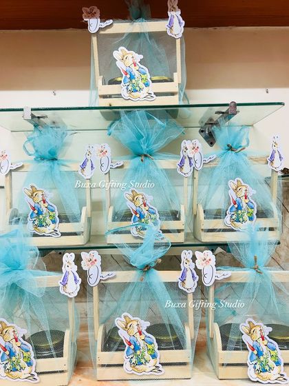 Hopping into the world! These Peter Rabbit themed hampers are a classic choice for baby announcements and showers, filled with charming details and goodies.