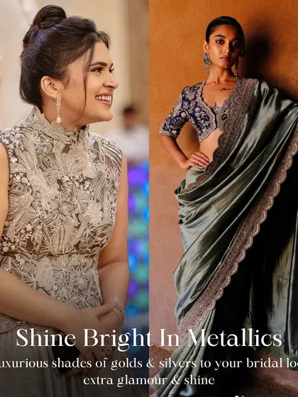 Bridal Trend Forecast: Shine Bright in Metallics. Luxurious shades of gold and silver are perfect for adding extra glamour and shine to your reception or cocktail look.